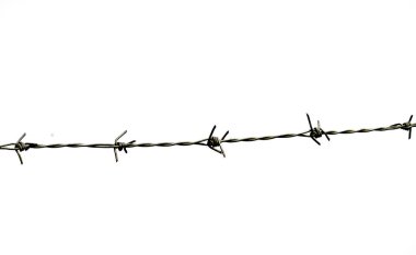 Dikenli tel beyaz arkaplanda izole edildi