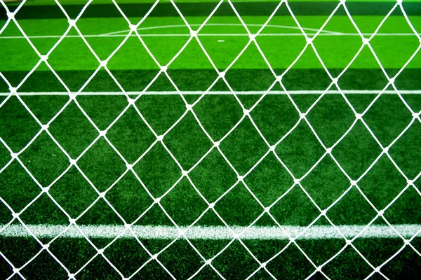Football Goal Net Green Grass Background — Stock Photo, Image