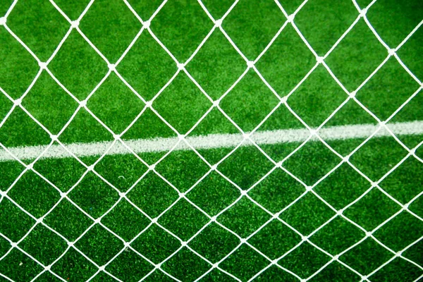 Football Goal Net Green Grass Background — Stock Photo, Image