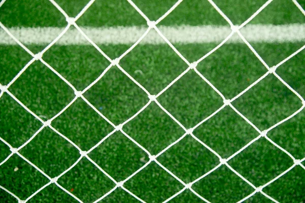 Rete Calcio Con Erba Verde Sullo Sfondo — Foto Stock