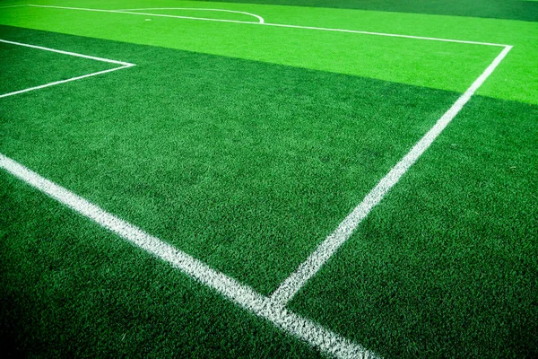 Superficie Del Campo Calcio Erba Con Marcatura Bianca — Foto Stock