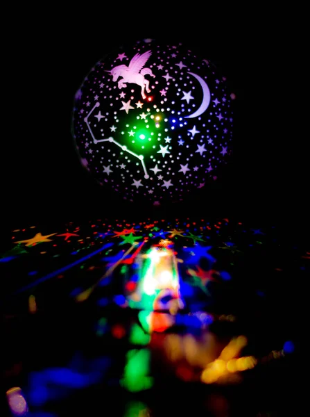 Projector Light Stars Moon Unicorn Reflection Floor — Stock Photo, Image