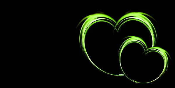 Illustration Neon Hearts Black Background — Stock Photo, Image