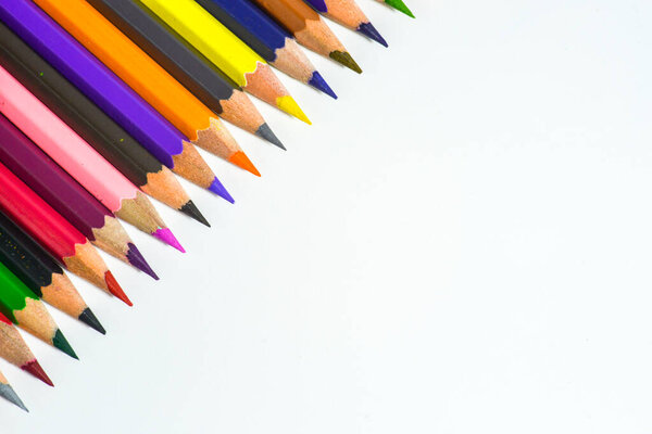 colorful pencils isolated on white background