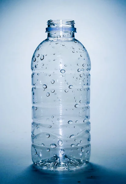 Clear plastic water bottle on a white background. plastic waste water bottle on white background