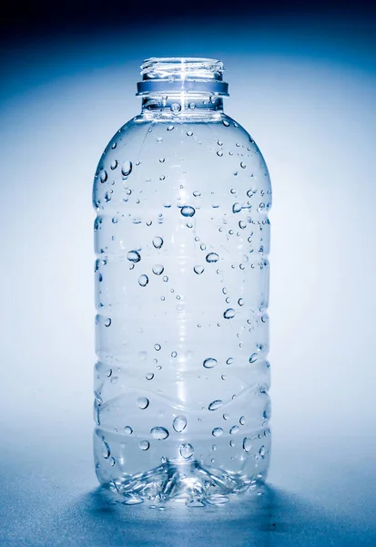 Clear plastic water bottle on a white background. plastic waste water bottle on white background