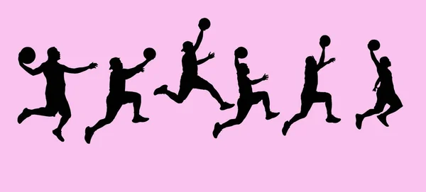 Basketbalisté Skákání Ponořit Bodovat Výstřižkem Cestu — Stock fotografie