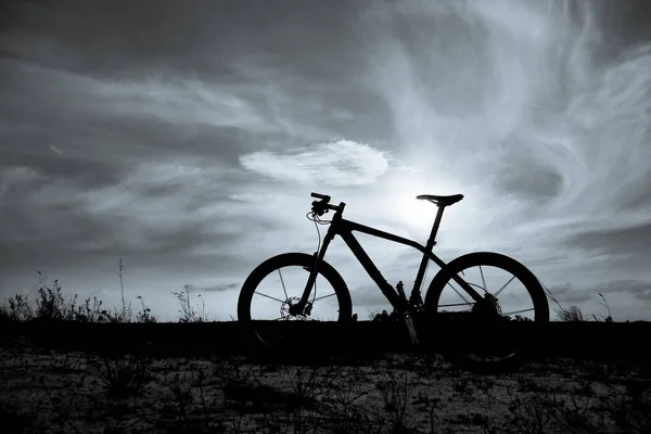 A black and white photo of a mountain bike for your project background.