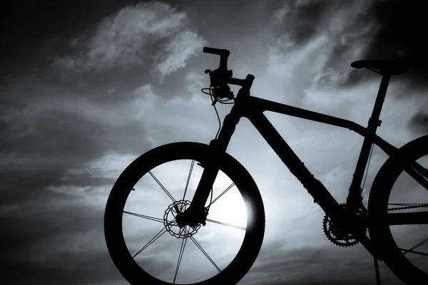 A black and white photo of a mountain bike for your project background.