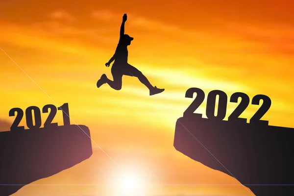 Mutlu Yıllar 2022 Siluet Resmi 2021 Den 2022 Kadar Güzel — Stok fotoğraf