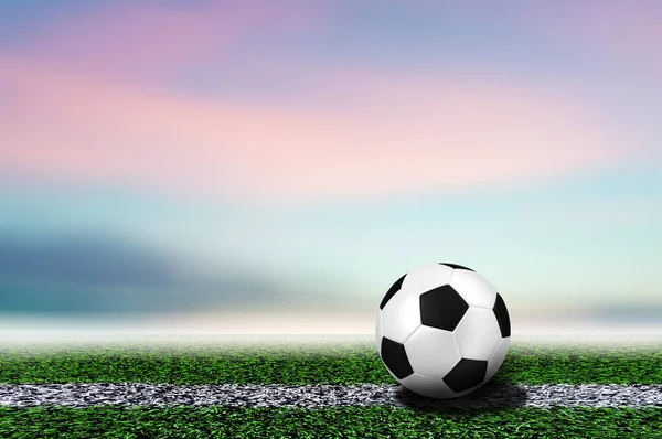 Soccer Ball Light Background Lawn Content Copy Space Football Concept — Stock Photo, Image