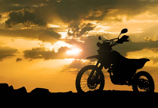 Motocross Silhouette Abend — Stockfoto