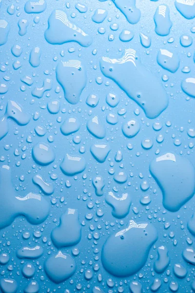 Abstracte Achtergrond Afbeelding Van Verfrissende Water Druppels Blauwe Achtergrond — Stockfoto