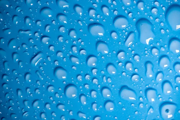Abstrato Imagem Fundo Refrescante Gotas Água Fundo Azul — Fotografia de Stock
