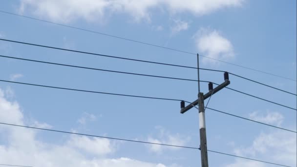 Electricity Wire Blue Sky Background — Stock Video