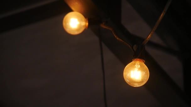 Viejas Bombillas Eléctricas Iluminación Decorativa Bobinas Calefacción — Vídeo de stock