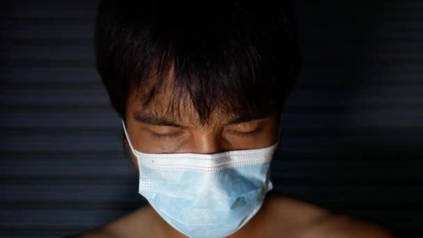 Молодий Азіатський Чоловік Медичній Захисній Масці — стокове відео