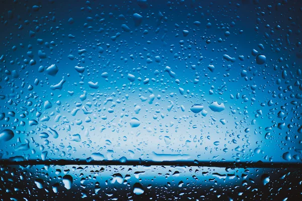 Frissítő Vízcseppek Kék Háttérrel Másolás Tér — Stock Fotó