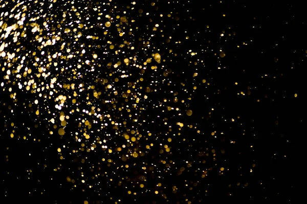 Niewyraźny Widok Piękne Lampki Świąteczne Efekt Bokeh Piękny Złoty Kolor — Zdjęcie stockowe