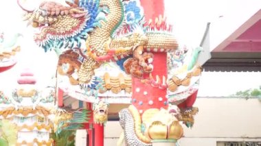 Tayland 'daki Çin tapınaklarının ejderhaları, mimari konsepti.