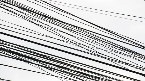 Neuspořádané Elektrické Komunikační Kabely Koncept Nejistoty Neopatrnosti — Stock fotografie