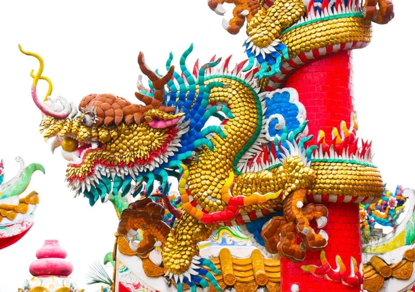 Estatuas Dragón Del Arte Chino Decoran Santuario Maravillosamente Agosto 2021 — Foto de Stock