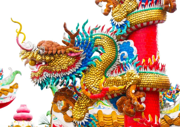 Estatuas Dragón Del Arte Chino Decoran Santuario Maravillosamente Agosto 2021 — Foto de Stock