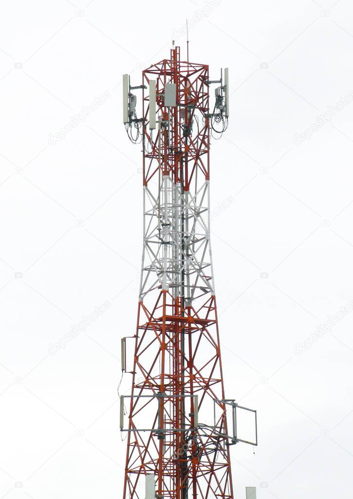 communication towers on a white background