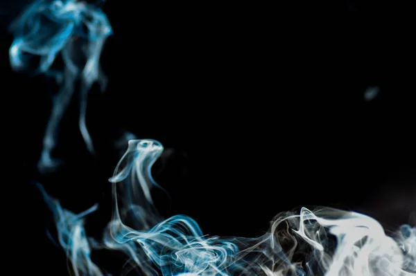 Fluffy Puffs Smoke Fog Black Background — Stock Photo, Image