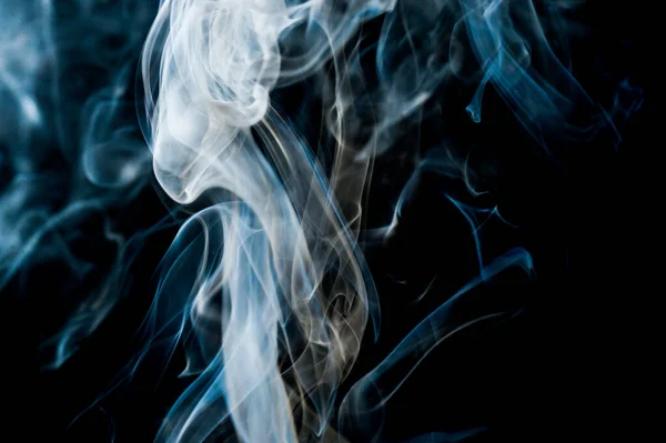 Inggris Fluffy Puffs Smoke Fog Black Background — Stok Foto