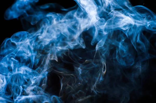 Fluffy Puffs Smoke Fog Black Background — Stock Photo, Image