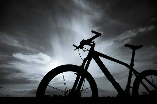 A black and white photo of a mountain bike for your project background.