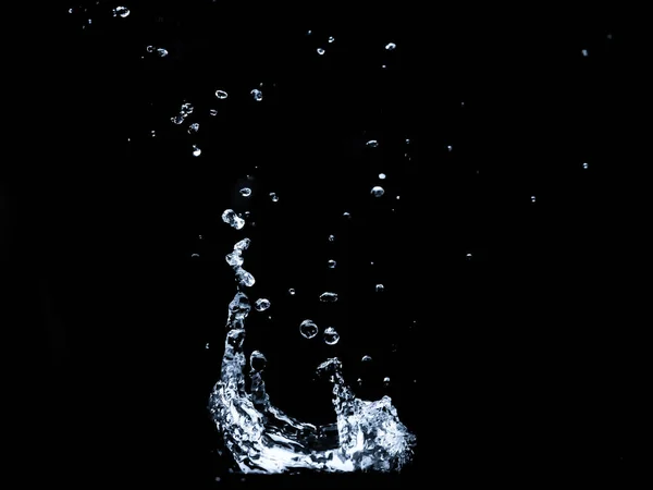 Розщеплення Води Чорному Тлі Вода Стискається Чорному Тлі Розсіяна Вода — стокове фото