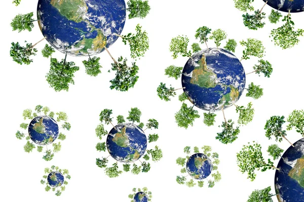 Tierra Con Árboles Hojas Ilustración Planeta Globo —  Fotos de Stock