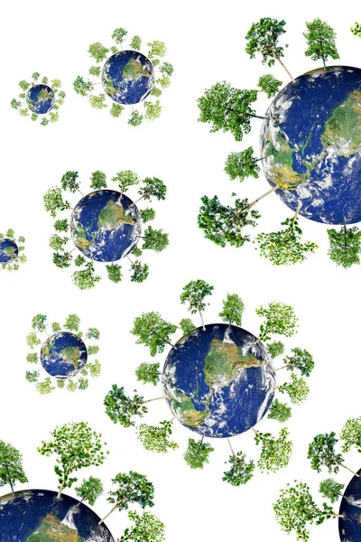 Tierra Con Árboles Hojas Ilustración Planeta Globo —  Fotos de Stock