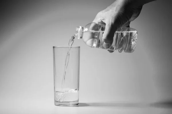 Clean Drinking Water Glass Blue Background Healthy Drinking Water Concept — Stock Photo, Image