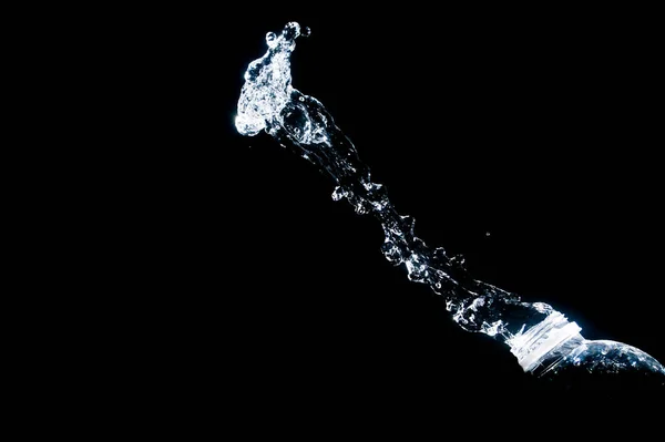 Scattered Water Splashes Black Background Drinking Water Refreshing — Stock Photo, Image