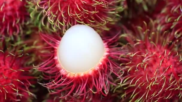 Red healthy fruits rambutans for sell in Thailand