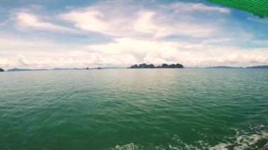 beautiful view with boat on sea  on nature background