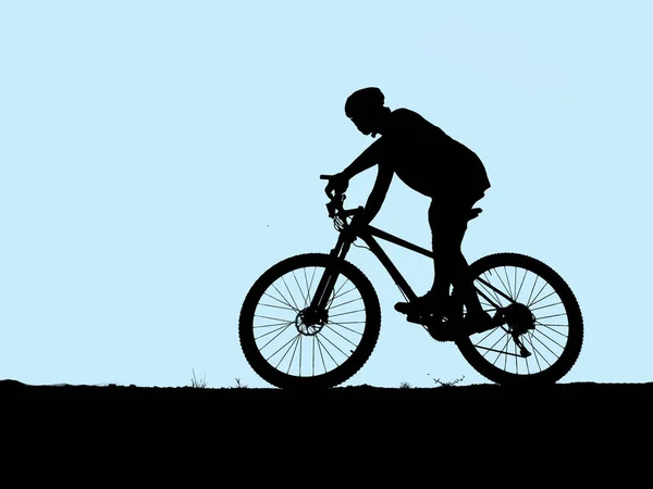 Silhouet Van Mountainbiker Gekleurde Achtergrond Met Clipping Pad — Stockfoto