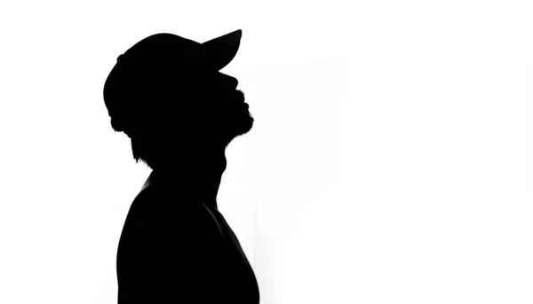 Side Image Half Shadow Man Silhouette Man White Background — Stock Photo, Image