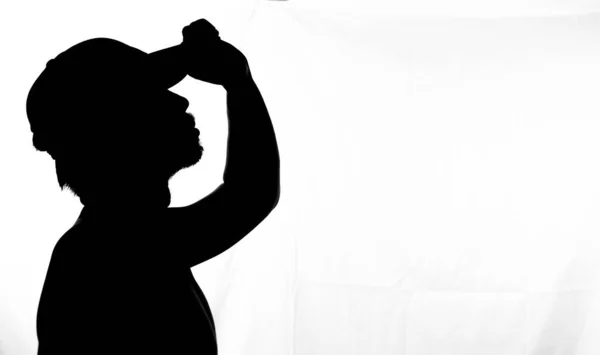 Side Image Half Shadow Man Silhouette Man White Background — Stock Photo, Image