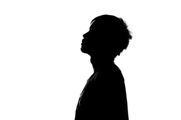 Side Image Half Shadow Man Silhouette Man White Background — Stock Photo, Image