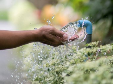 Bahçeyi suyla sulayan.