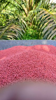 Potasyum gübre granüllerinin özellikleri (formula _ 0-0-60) yağ palmiyesi ekiminde kullanılır.