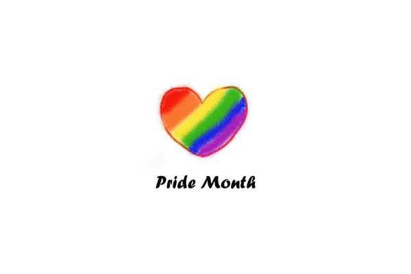 Drawing Rainbow Heart Shape Texts Pride Month Concept Lgbt Community — Stock Photo, Image