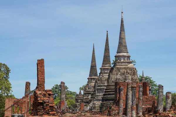 Uitzicht Wat Phra Sanphet Tempel Ayutthaya Historische Park Tempel Bakstenen — Stockfoto