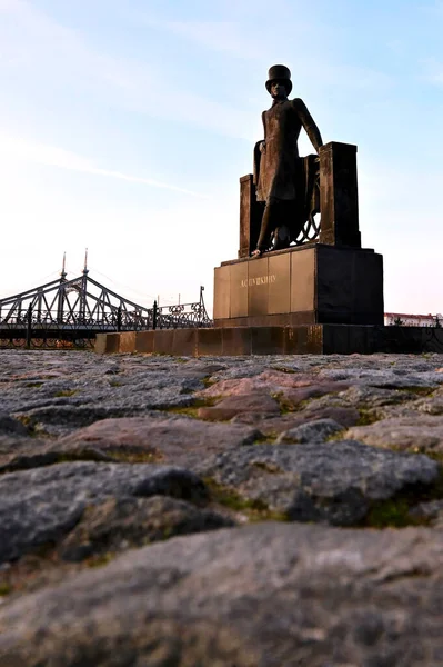 Tver Russia October 2020 Memories Alexander Pushkin Bridge Volga River — 스톡 사진