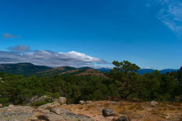 Paisagem Montanhas Vista Natureza Céu Nuvens — Fotografia de Stock