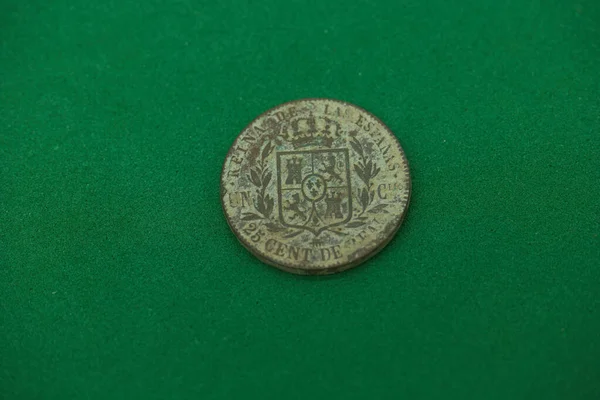 Монета Старі Металеві Гроші Всьому Світу Стародавній Зелений Колекціонер Круглий — стокове фото